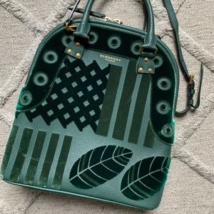 Burberry Green Leather Velvet Bloomsbury Bag